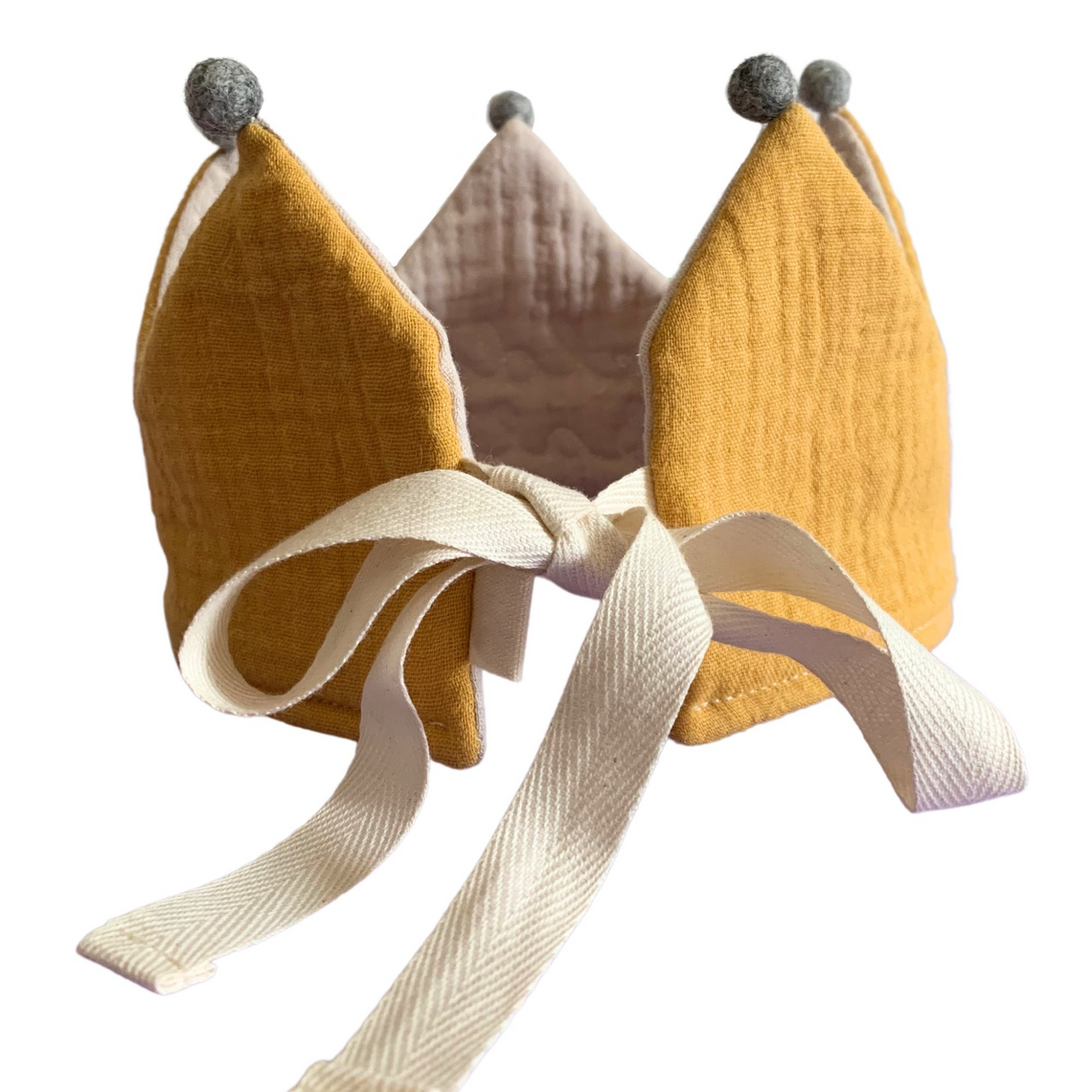 Personalized Chainstitch Embroidered Kids Play Crown in Yellow