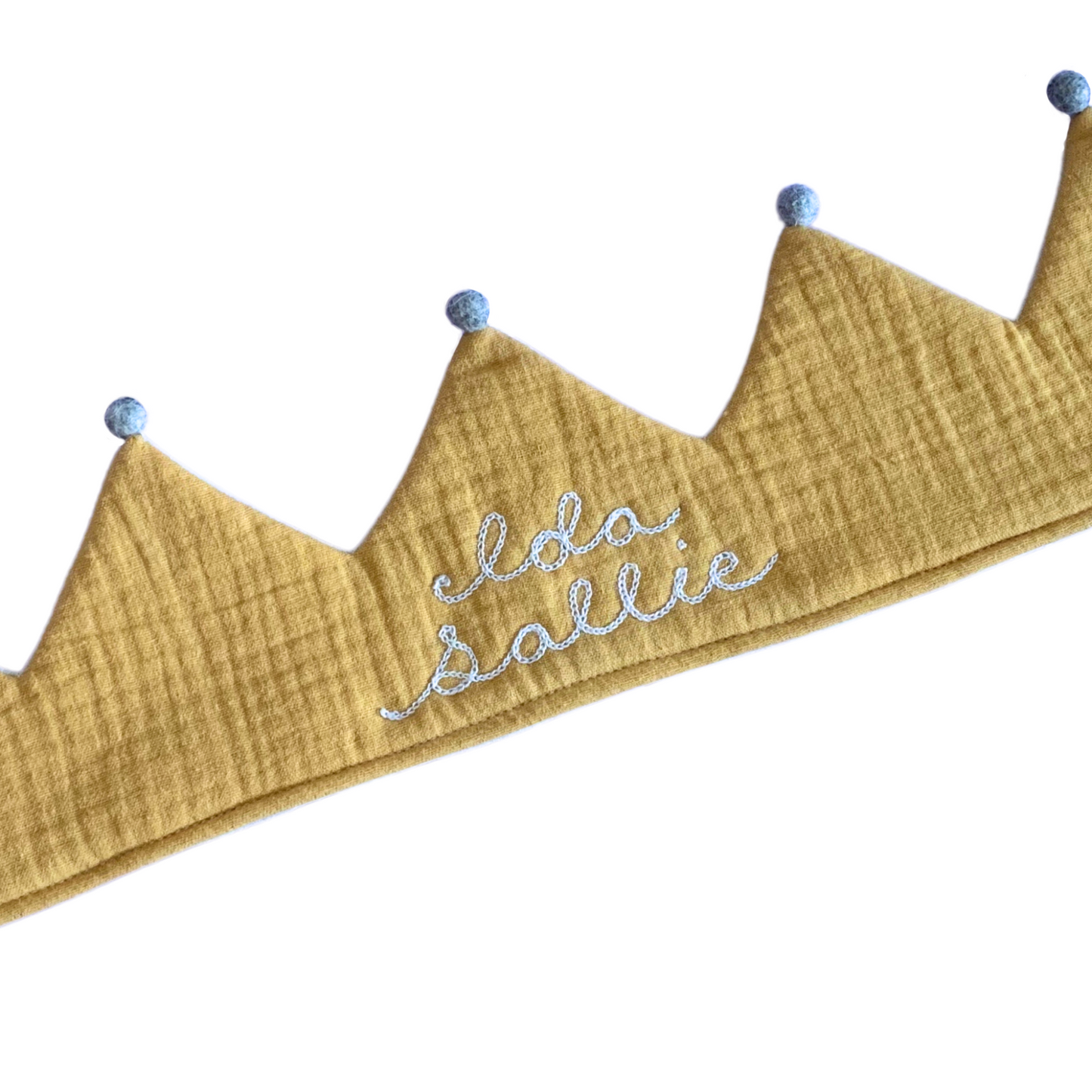 Personalized Chainstitch Embroidered Kids Play Crown in Yellow