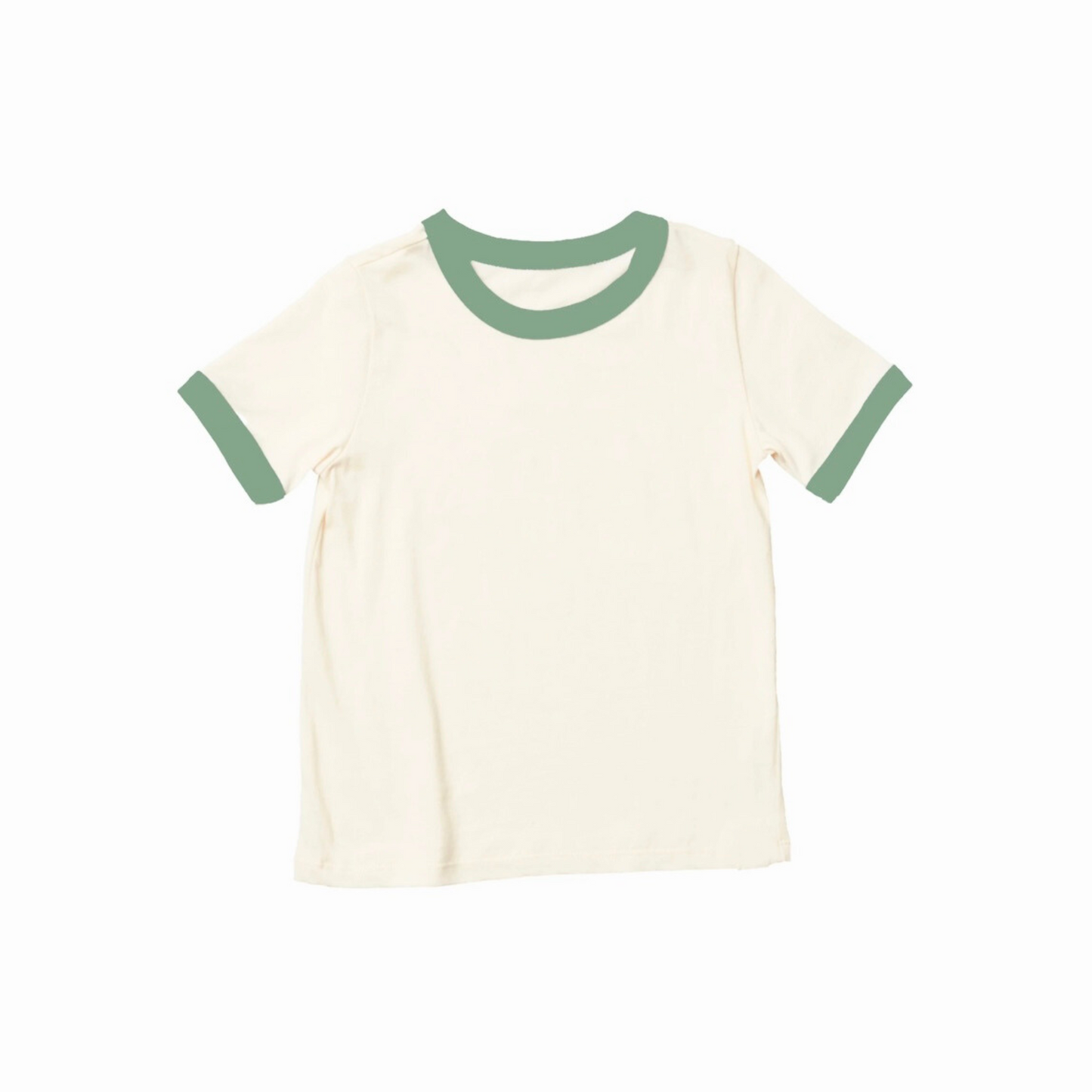 Spil Kids Personalized Chainstitch Embroidered Ringer Tee in Dark Ivy Green Trim / Natural Tee (Limited Time Only!)