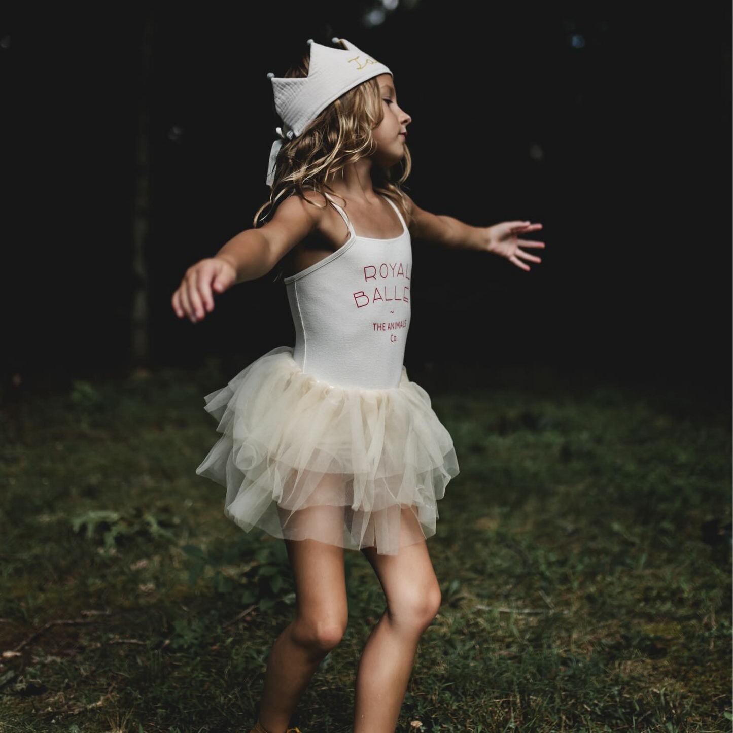 Personalized Chainstitch Embroidered Kids Play Crown in Cream