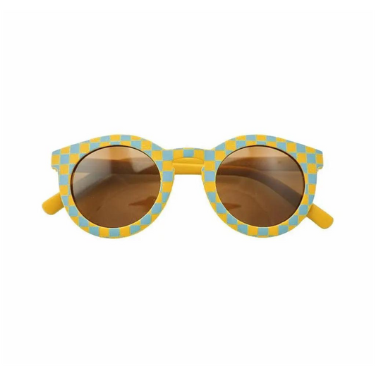Classic Sustainable Children's Sunglasses in Laguna and Wheat Checks