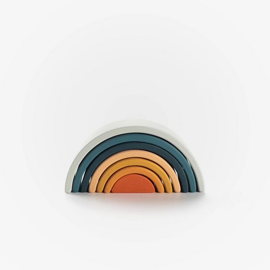 Wooden Rainbow Mini Arch Stacking Toy - Lagoon Colorway