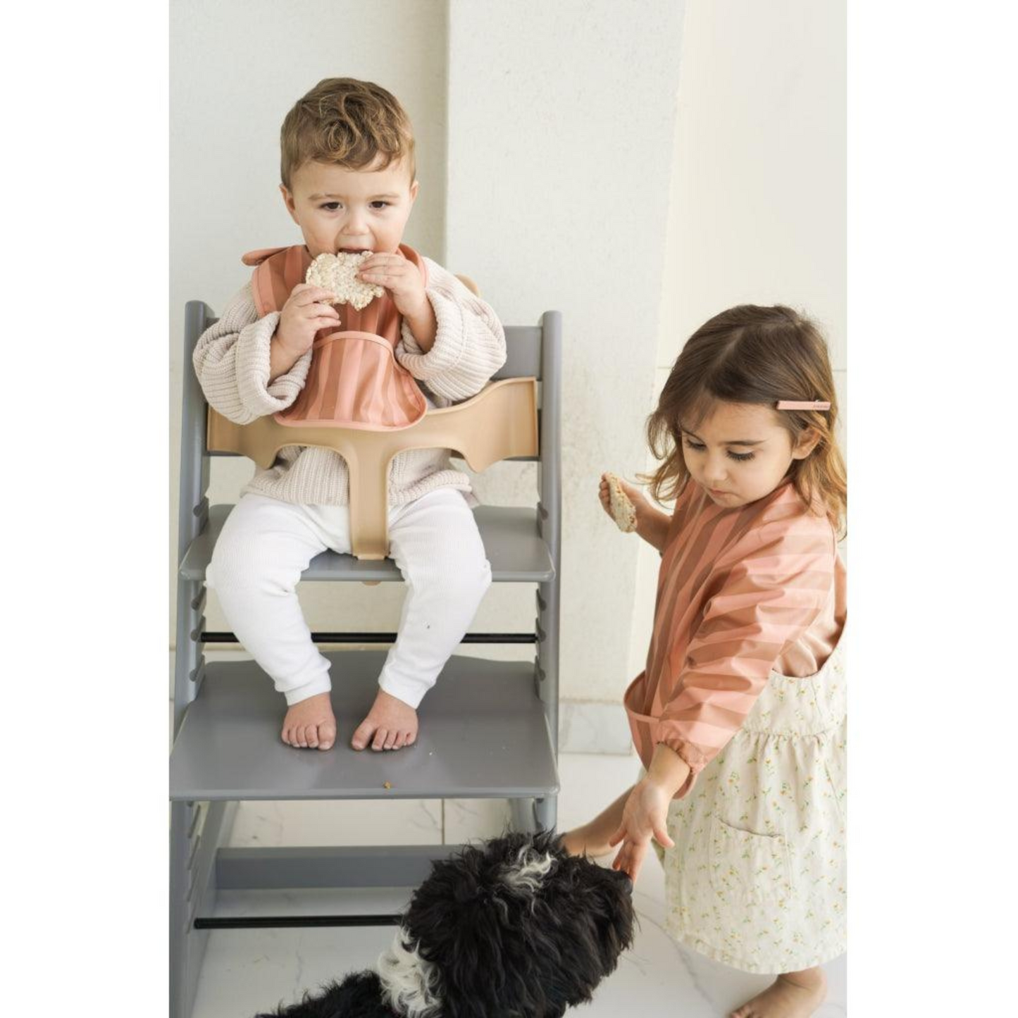 Smock Bib in Stripes Sunset and Tierra