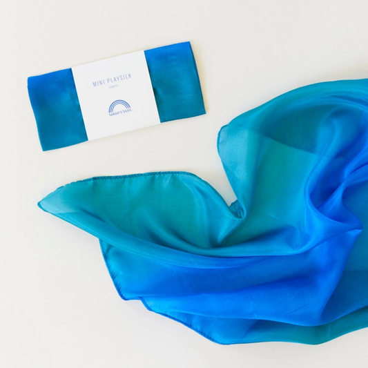 Mini Earth Playsilk - Open- Ended,100% Natural, Silk Toy in Ocean Color