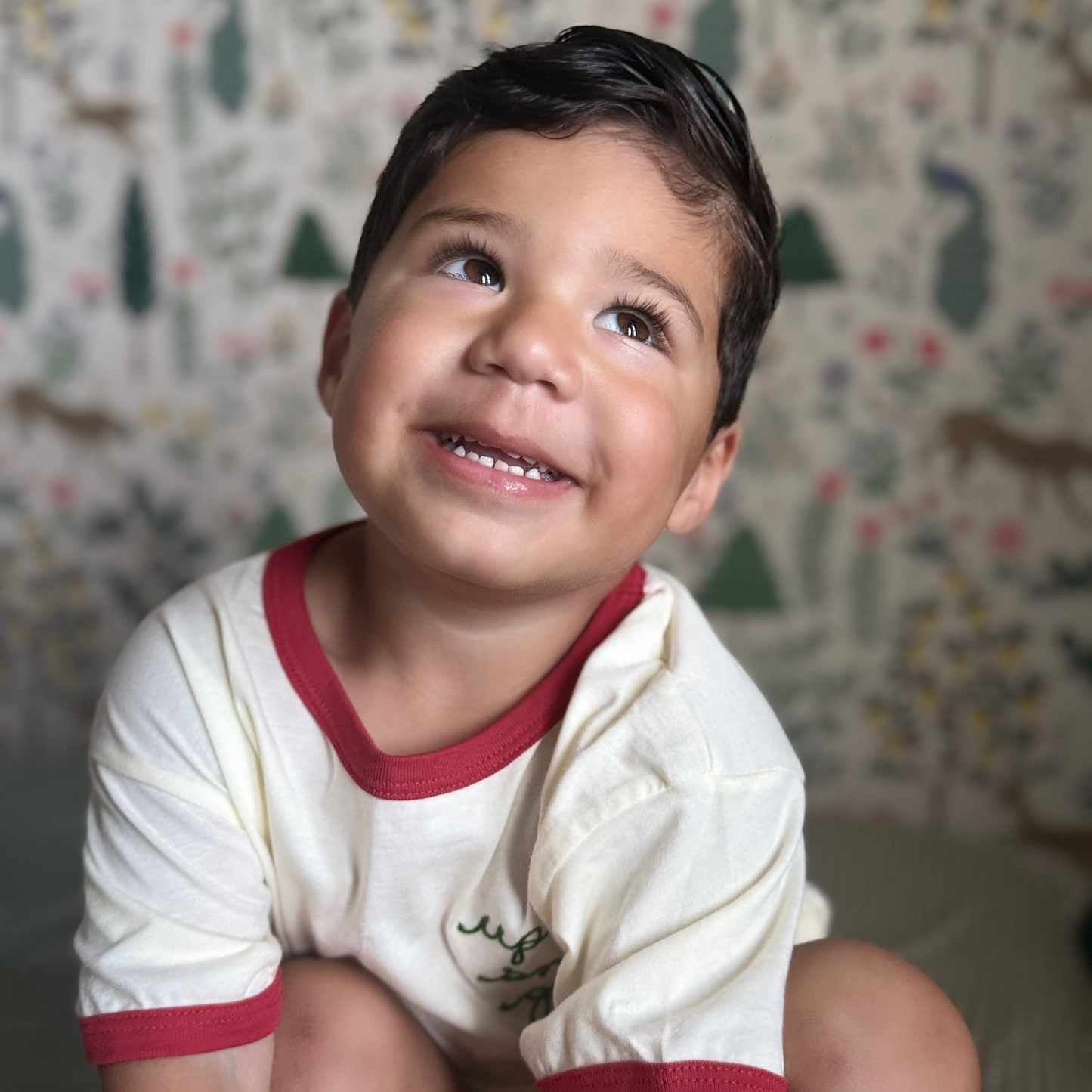 Spil Kids Personalized Chainstitch Embroidered Ringer Tee in Red Trim / White Tee (Limited Time Only!)