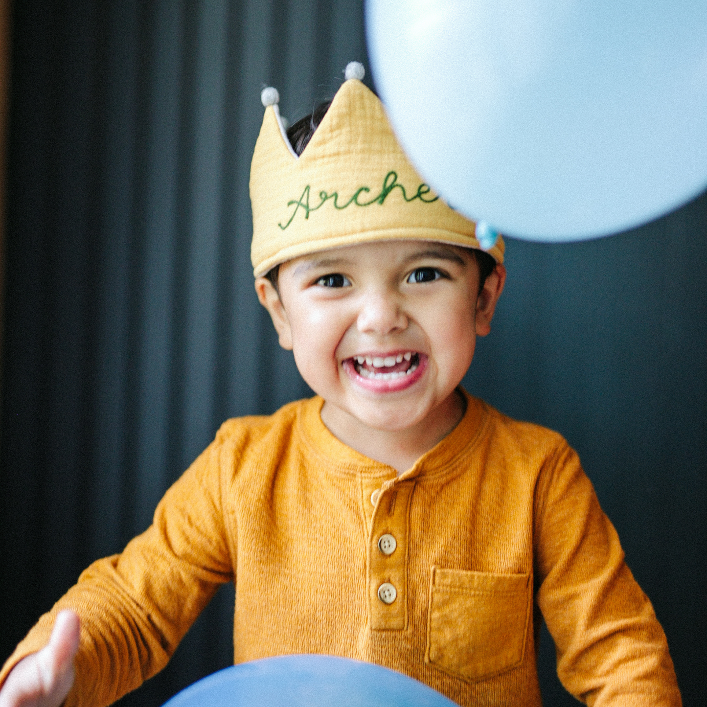 Personalized Chainstitch Embroidered Kids Play Crown in Yellow