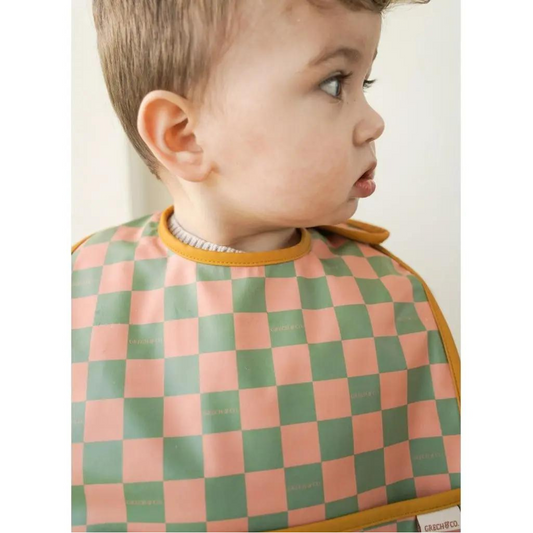 Smock Bib in Sunset and Orchard Checks