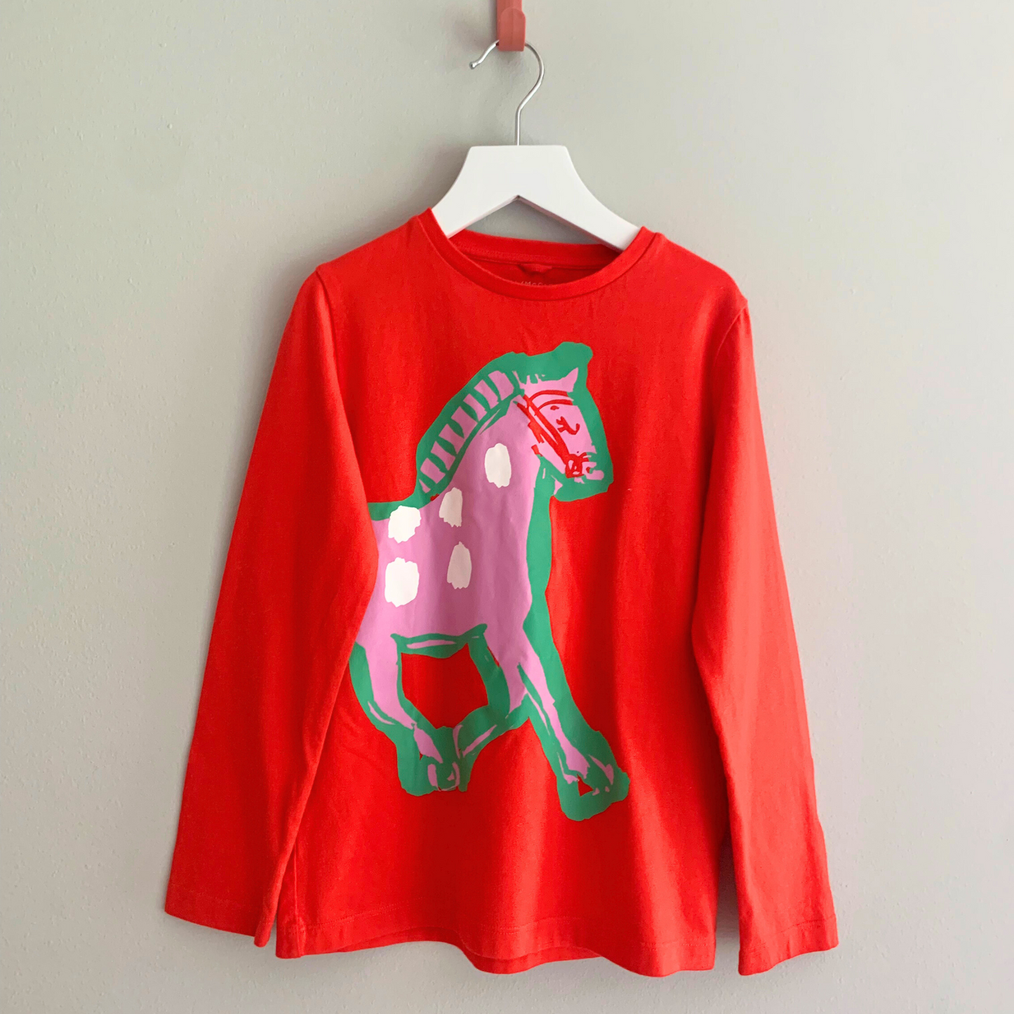Horse Red Graphic Woven Shirt (Gently Used) - Size 8Y
