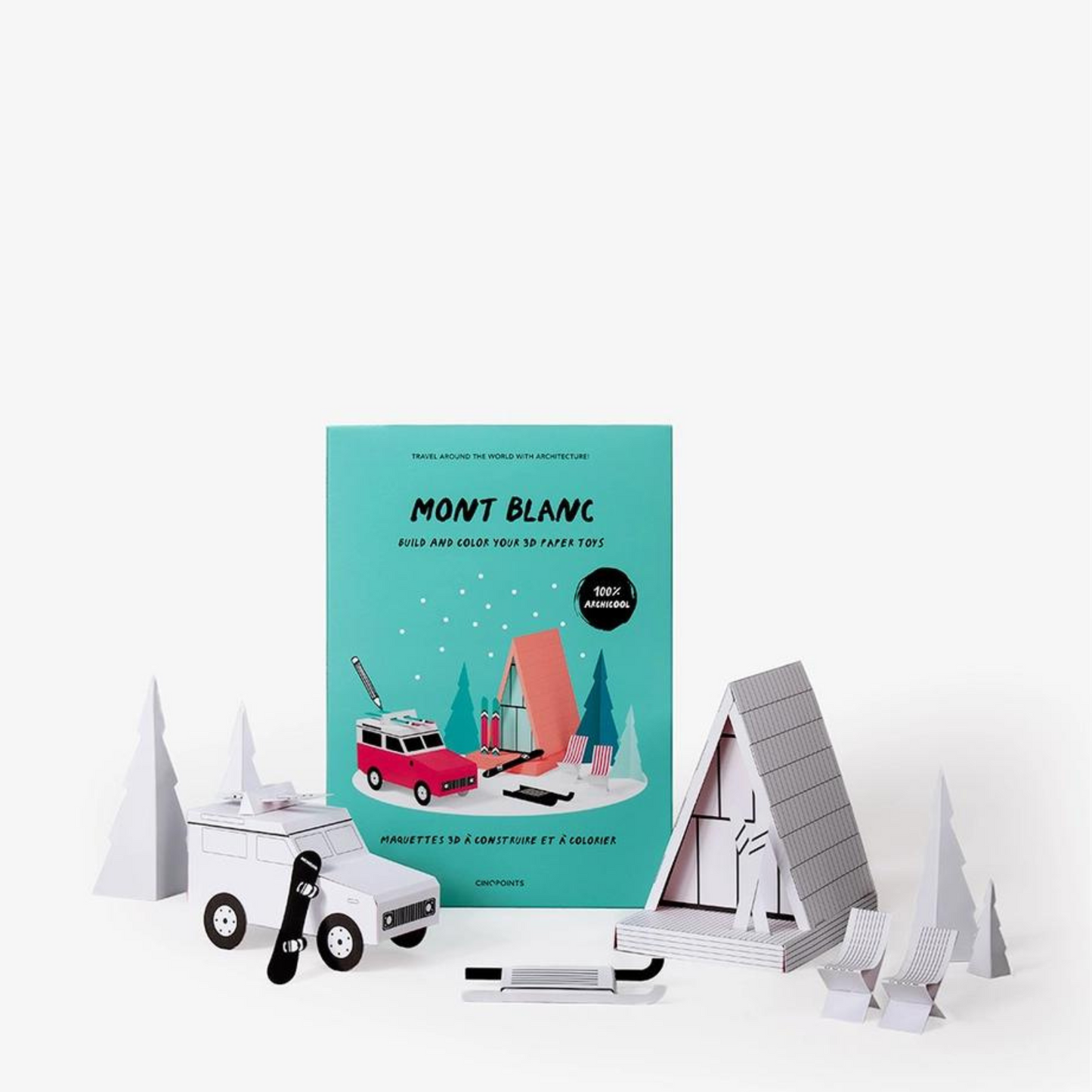 Holiday Eco Friendly Paper Toy Gift To Color and Build - Mont Blanc